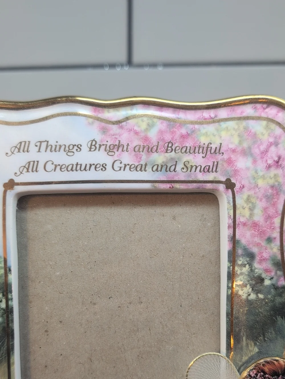 Decorative Floral Angel Picture Frame - Pink & Gold